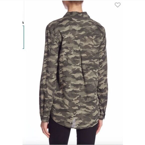 NWT Beachlunchlounge Button Down Sage Camo Shirt Size L - Picture 6 of 7